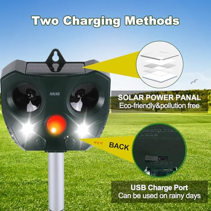 2026 Solar Powered Animal Repeller Outdoor with Flash Lights to Repel Deer