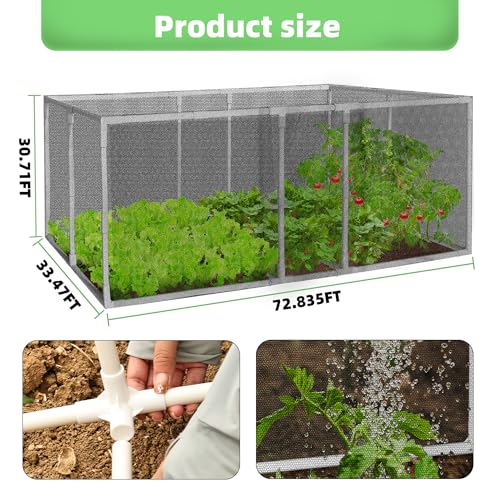 72 * 33 * 30 in Detachable Crop Cages for Garden, Plant Protection Tent with Garden Netting for Vegetables Fruits Flowers,Mesh Plant Covers for Outdoors (Black) - color: Black