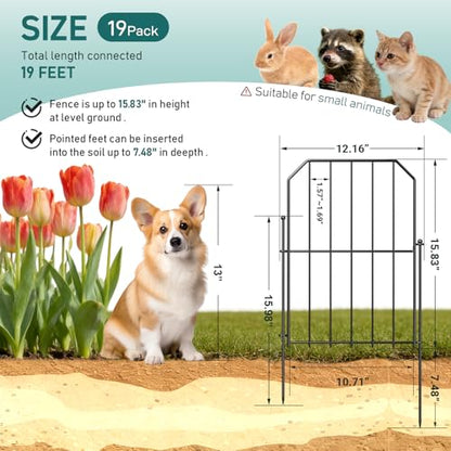 Goovilla Garden Fence, Total 19ft(L) x 24in(H), 19 Pcs, Rustproof Metal - size: Square arch