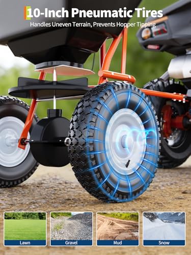 Garvee Tow-Behind Spreader, 85 Lbs Capacity Pull Salt Broadcast Spreader - color: Black Orange