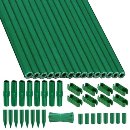 15Sets Garden Stakes Set 48PCS with Fiberglass Plant Stakes Sticks Supports and Accessories, DIY 4ft 5ft 6ft 7ft Tomato Stakes for Tomato,Vegetables, Pepper, Indoor Outdoor Spring Plants