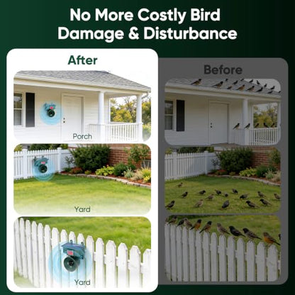 2026 Upgraded Solar Ultrasonic Bird Repellent Devices Outdoor (2-Pack)