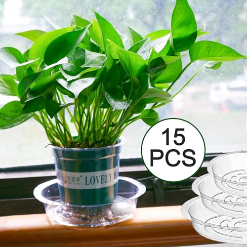 15 Pack Plant Saucers, HOMENIANG 15Pcs Clear Plant Saucer Drip (6inch / 8inch / 10inch), Flower Pot Trays, Plant Drainage Trays for Indoor Outdoor Garden Plants, 5 Pieces of Each Size - size: 6,8,10 Inch/15pcs