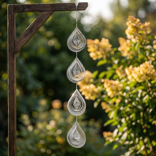 3Pcs Water Droplets Bird Scare Discs Set-Highly Reflective Double-Sided Bird Reflectors, Wind Spinners Outdoor Garden Decor, Birds Devices Deterrent to Scare Birds Away from Yard Patio Farm