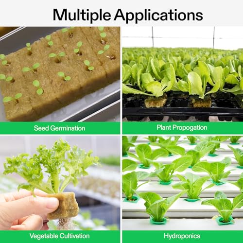 VIVOSUN 1.6 Inch Rockwool Cubes, Grow Cubes for Hydroponics, Cuttings, Cloning, Plant Propagation, Seed Startling, 8 Sheets 224 Plugs (Pack of 2) - size: 1.6"-224 Plugs (Pack of 2)