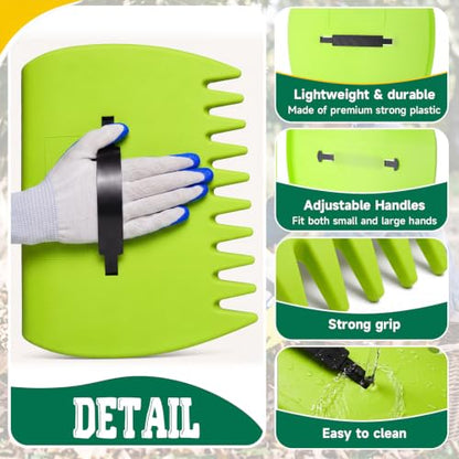 9 Pcs Leaf Scoops Hand Rakes Set with Gloves for Yard