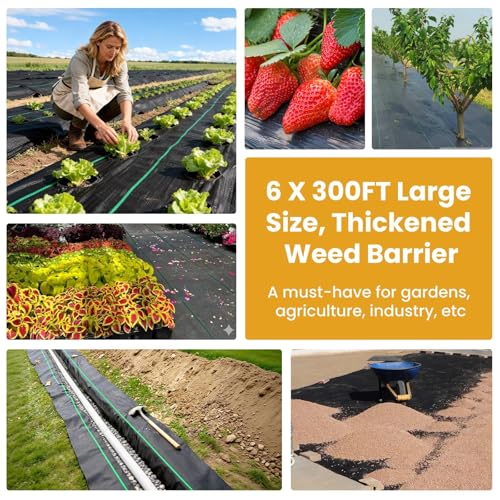6FT x 300FT Weed Barrier Fabric, 3.2oz Landscape Fabric - size: 6x300FT