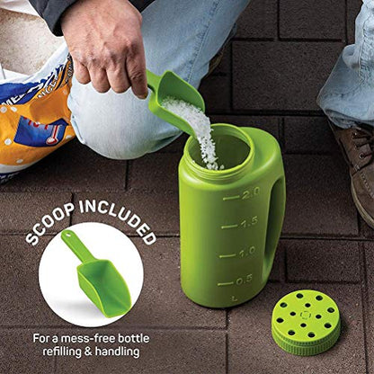 Hand Held Spreader, Fertilizer Salt Spreader, Ice Salt Dispenser with Adjustable Hole Size Cover for Lawns Gardens Walkways (Green) - color: green