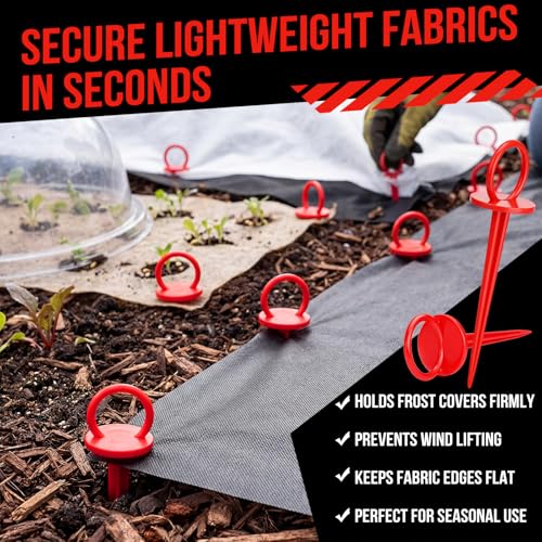 Thyle 100 Pcs 6 Inch Landscape Fabric Pins Circle Top Garden Staples Red