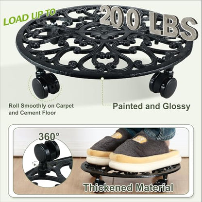 14 In Rolling Plant Stand with Wheels Metal Plant Caddy with Wheels 1 Pack - color: Black, size: 14 inch: 1 pcs