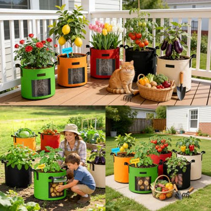 10 Gallon Potato Grow Bags: 5 Pack 350G Heavy Duty Thickened Felt Grow Bags - size: 5 Pack-10 Gallon