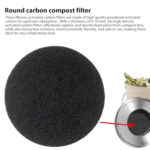 6.7inch Charcoal Filters Fit for Kitchen Compost Bin Pail Replacement Filter Countertop Home Bucket Refill Sets, Round, 12Pcs