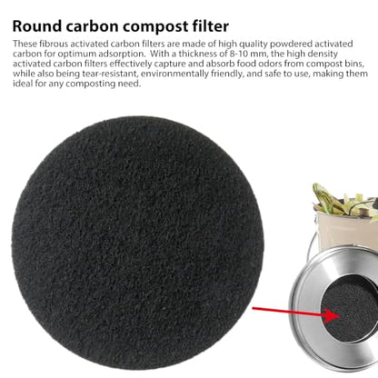 6.7inch Charcoal Filters Fit for Kitchen Compost Bin Pail Replacement Filter Countertop Home Bucket Refill Sets, Round, 12Pcs