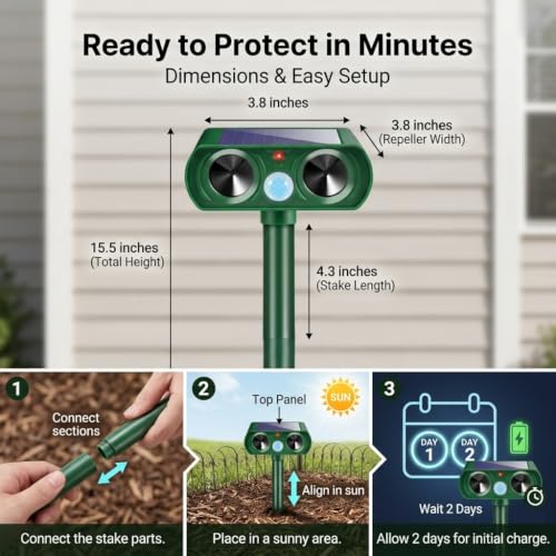 2026 Sonic Fortress Pro Deer Repellent Devices for Plants,4 Pack