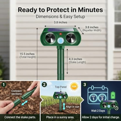 2026 Sonic Fortress Pro Deer Repellent Devices for Plants,4 Pack