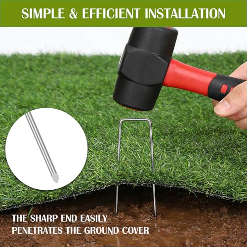 Whonline 75 Pack Landscape Staples 4 Inch, 12 Gauge Garden Stakes - color: 4 Inch-75 Pcs