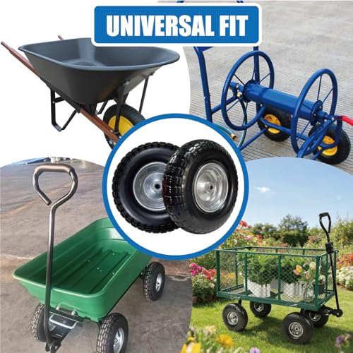 4.00-6 Solid PU Tire, 13" Flat-Free，Replacement for Wheelbarrow & Hand Truck, Heavy Duty Puncture Proof Garden Cart Wheels, 2-Pack - size: 13"/4.00-6