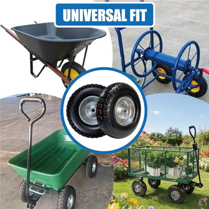 4.00-6 Solid PU Tire, 13" Flat-Free，Replacement for Wheelbarrow & Hand Truck, Heavy Duty Puncture Proof Garden Cart Wheels, 2-Pack - size: 13"/4.00-6