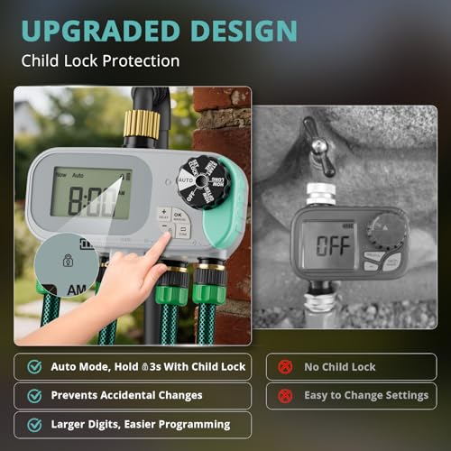 QUOBAS Sprinkler Timer for Garden Hose, Programmable Brass Water Timer - size: Sprinkler Timer 4 zone