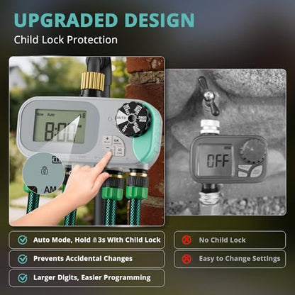QUOBAS Sprinkler Timer for Garden Hose, Programmable Brass Water Timer - size: Sprinkler Timer 4 zone
