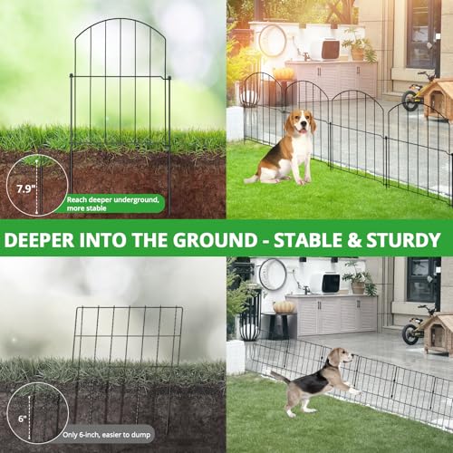 GOTGELIF Decorative Garden Fence 25 Panels, 17''(H) x26.7FT(L) Arched No Dig Animal Barrier with 26 Rustproof Stakes - Metal Dog Fence for Small Pets, Yard & Patio Border, Easy Install & Sturdy Design - size: 17" X 26.7FT