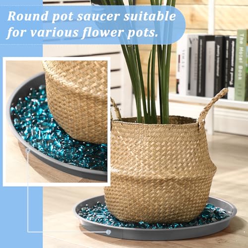 Eccliy 12 Pcs Plastic Plant Saucers Tray, Gray, 18 Inch, Round - color: Gray, size: 18 Inch, style: Round