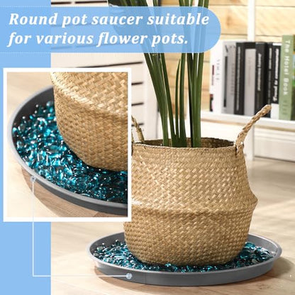 Eccliy 12 Pcs Plastic Plant Saucers Tray, Gray, 18 Inch, Round - color: Gray, size: 18 Inch, style: Round