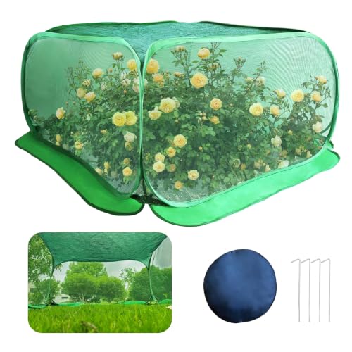 Pop Up Plant Netting Cover 40×40×20” Shade Mesh Cage Shade Top + Mesh Side - size: 100*100*50 1PCS