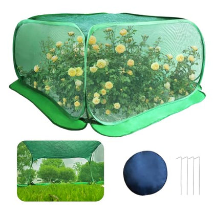 Pop Up Plant Netting Cover 40×40×20” Shade Mesh Cage Shade Top + Mesh Side - size: 100*100*50 1PCS