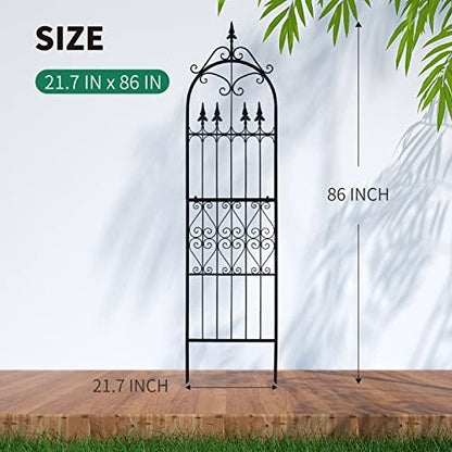 Garden Trellis for Climbing Plants, 86" H x 21.7" W Heavy Duty Metal Trellis, 7.2FT Rustproof Black Iron Vine Support Trellis with 9.8" Ground Stakes, Decorative Cupid Arrow Design for Roses - size: 86 inch-1 pack