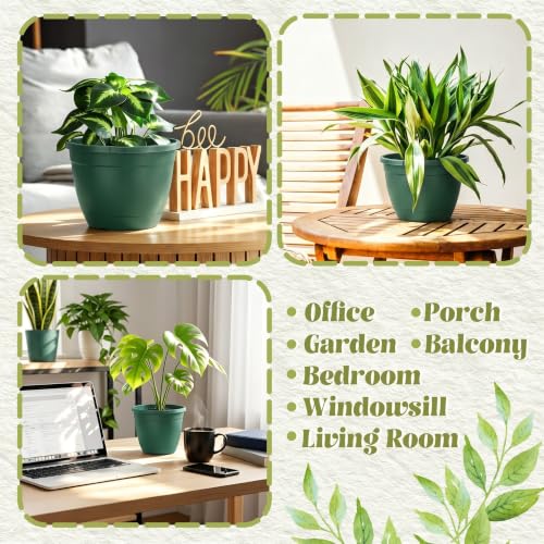 Roshtia 24 Pcs 6.3 Inch Plastic Hanging Pots for Plants Bulk with Hooks - color: Green, size: 6.3 Inch