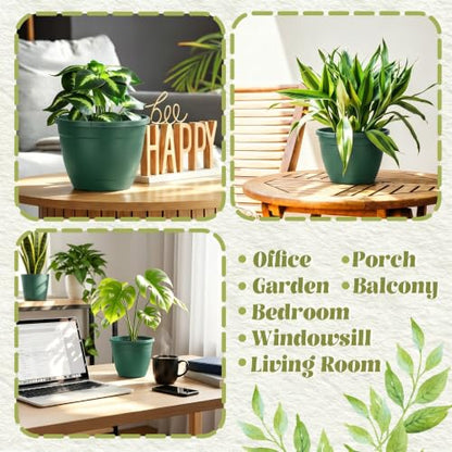 Roshtia 24 Pcs 6.3 Inch Plastic Hanging Pots for Plants Bulk with Hooks - color: Green, size: 6.3 Inch