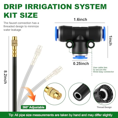 100FT Drip Irrigation System, 1/4" Garden Watering Misting System for Plant - size: 100FT