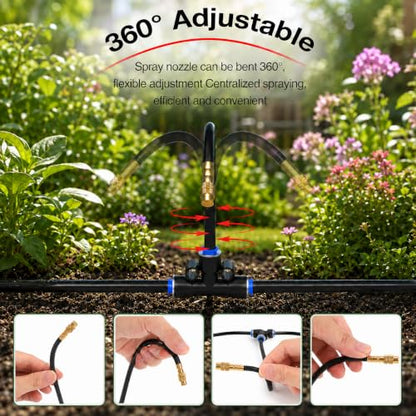 Bluepro 320FT Drip Irrigation System with Brass Splitter & Copper Nozzles - size: 320FT