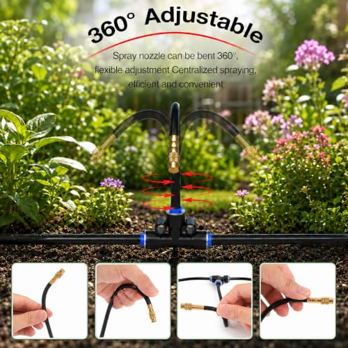 Bluepro 320FT Drip Irrigation System with Brass Splitter & Copper Nozzles - size: 320FT