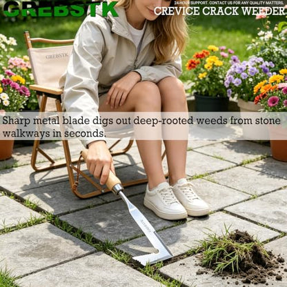 GREBSTK Crack Weeder Crevice Weeding Stainless Steel Sharp Lightweight Tool - size: 13" Manual Weeder