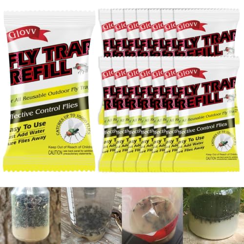 Fly Bait Attractant Trap Refill Packets 15x30g for Reusable Traps Outdoors - size: 15 pack