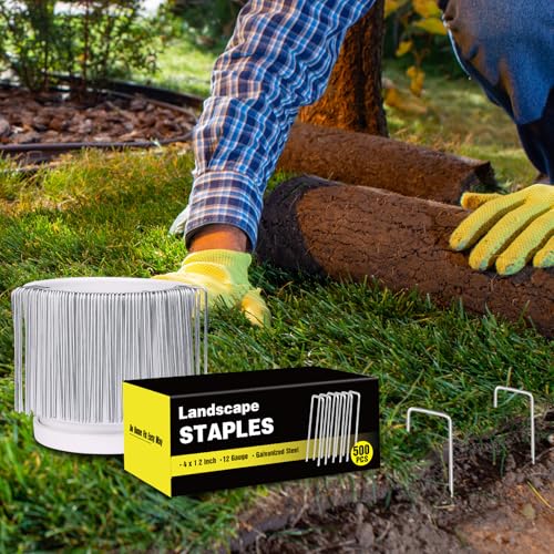 HongWay 500 Pack Landscape Staples 4 Inch, Galvanized Garden Stakes - size: 4 Inch, 500pcs