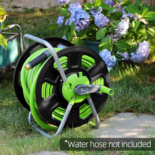 Metal Water Hose Reel Hold 100FT 5/8" Hose - color: Black-metal