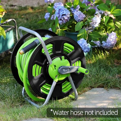Metal Water Hose Reel Hold 100FT 5/8" Hose - color: Black-metal