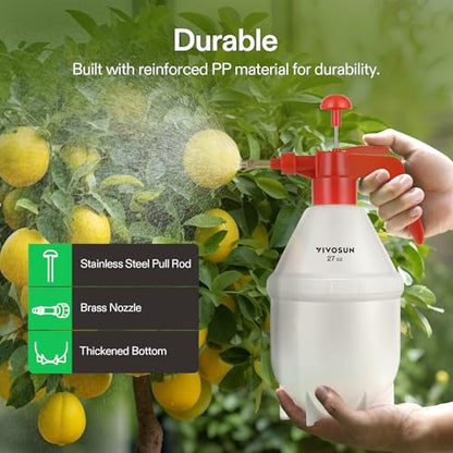 VIVOSUN 50oz Pump Sprayer, Handheld Garden Water Sprayer Bottle - color: Red, size: 50oz