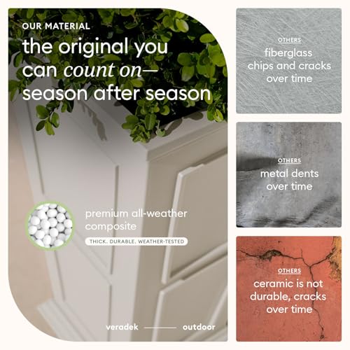 Veradek Brixton Series Planter - Tall Outdoor Planter with Shelf - color: White, size: 26 inch