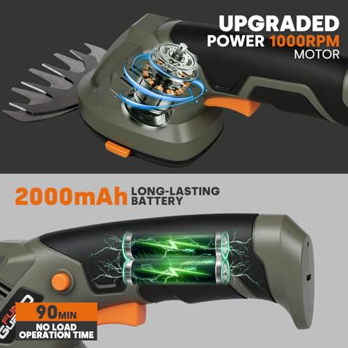 Hedge Trimmer, 2-in-1 Cordless, 2000mAh Battery