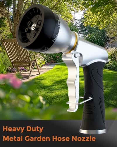 Heavy Duty Metal Garden Hose Nozzle with 7 Spray Patterns