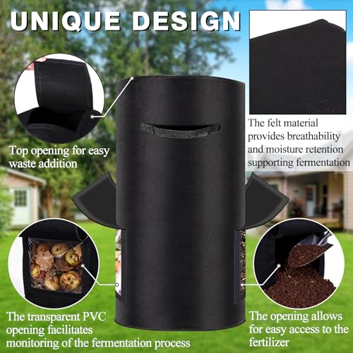 34 Gallon Compost Bins Outdoor with Observation Windows