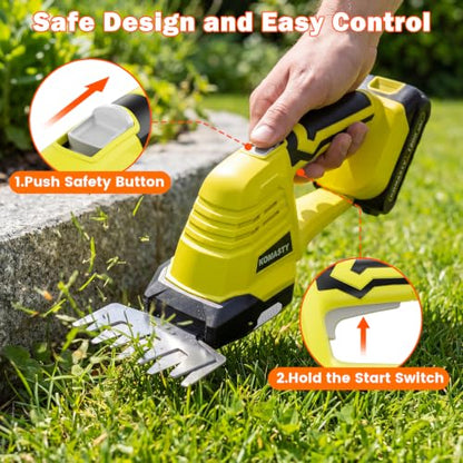 20V Hedge Trimmer Cordless with 2 Battery and Charger, 2 in 1 Bush Trimmer