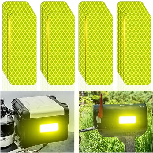 PHIXBEAR Reflective Stickers Super Reflection, Safety Reflective Tape for Car Trailer Truck Bike Motorcycle, 20 Pcs Fluorescent Yellow-Green Outdoor Waterproof 3.15" X 1.18" - color: Fluorescent Yellow-green