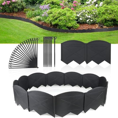 Vashly No-Dig 20ft Landscape Edging, 6 inch Tall Garden Edging Border with 20 Pcs Stakes 7.8 Inch, 20 Pcs Garden Edging Flexible for Garden Flower Beds Lawn Yard Pathway - color: Black