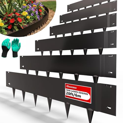 40"x10" Metal Landscape Edging, 6-Pack (20ft Total) – Rustproof Galvanized Steel Garden Border, Lawn & Flower Bed Edging, Decorative Hammer-in Outdoor Landscaping Border for Yard, Pathways & Driveways - color: Black, size: 6 Pack ( 40 x 10IN )