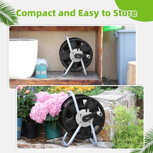 Water Hose Reel,Holds 60-80 Ft of 5/8" Hose - color: Black